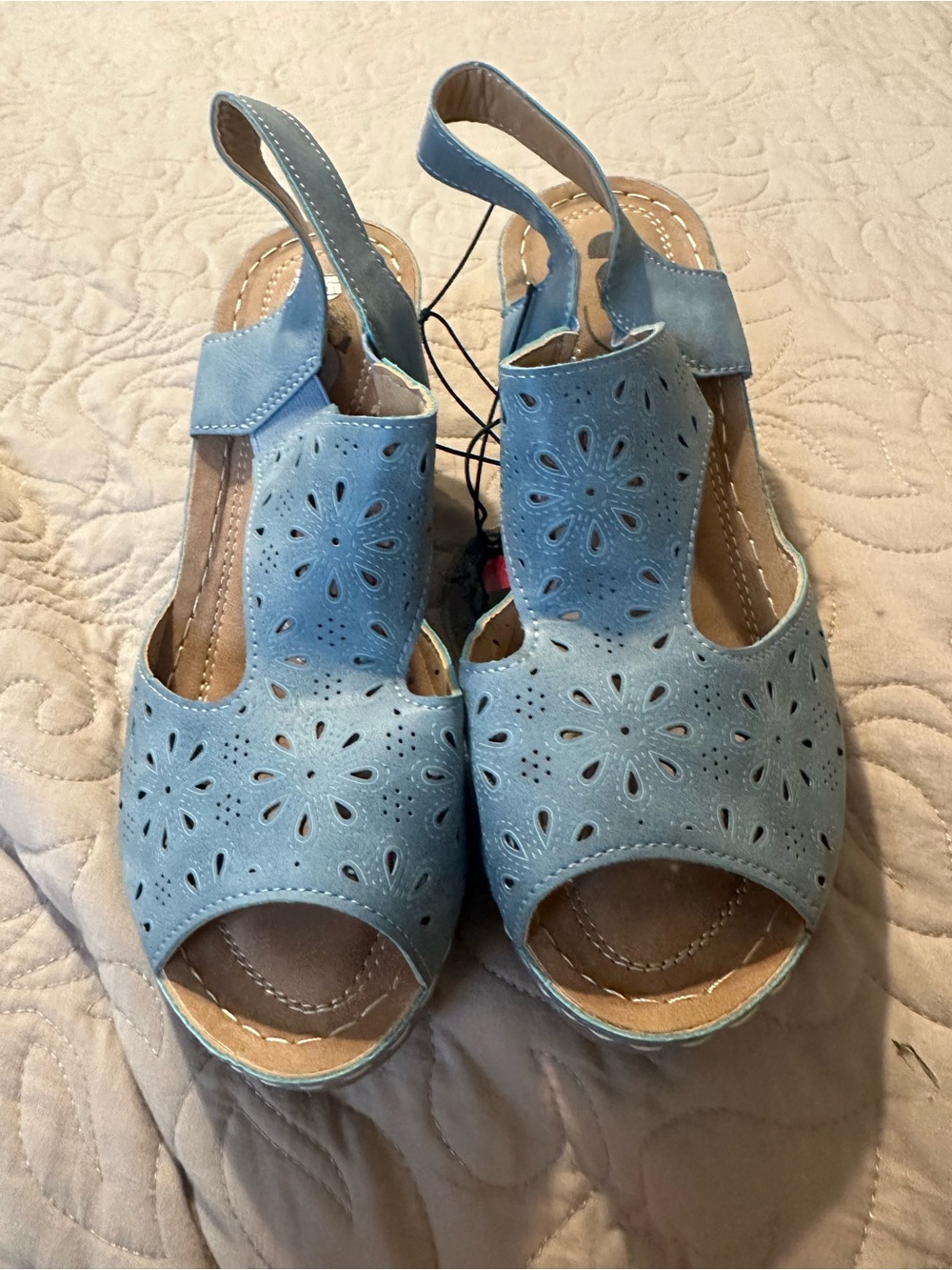Women’s Light Blue Perforated Slingback Sandals NWT